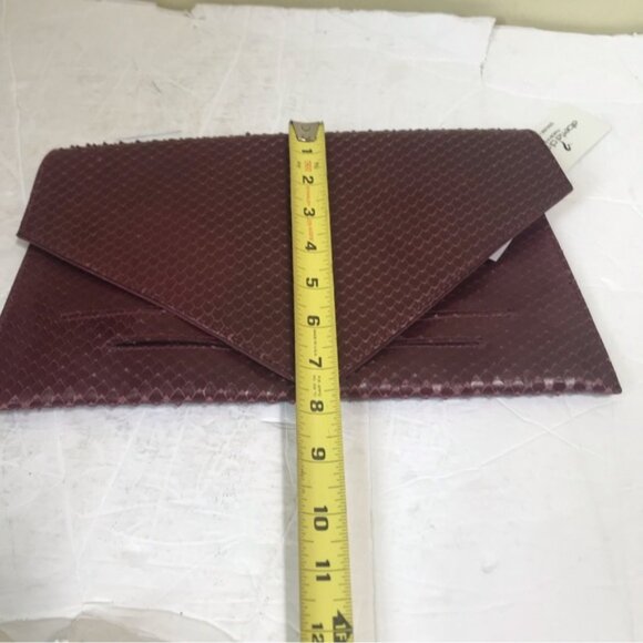 Alberta di Canio NEW Leather Clutch Bag Snake Animal Print Purse Minimalist Red - Picture 15 of 16